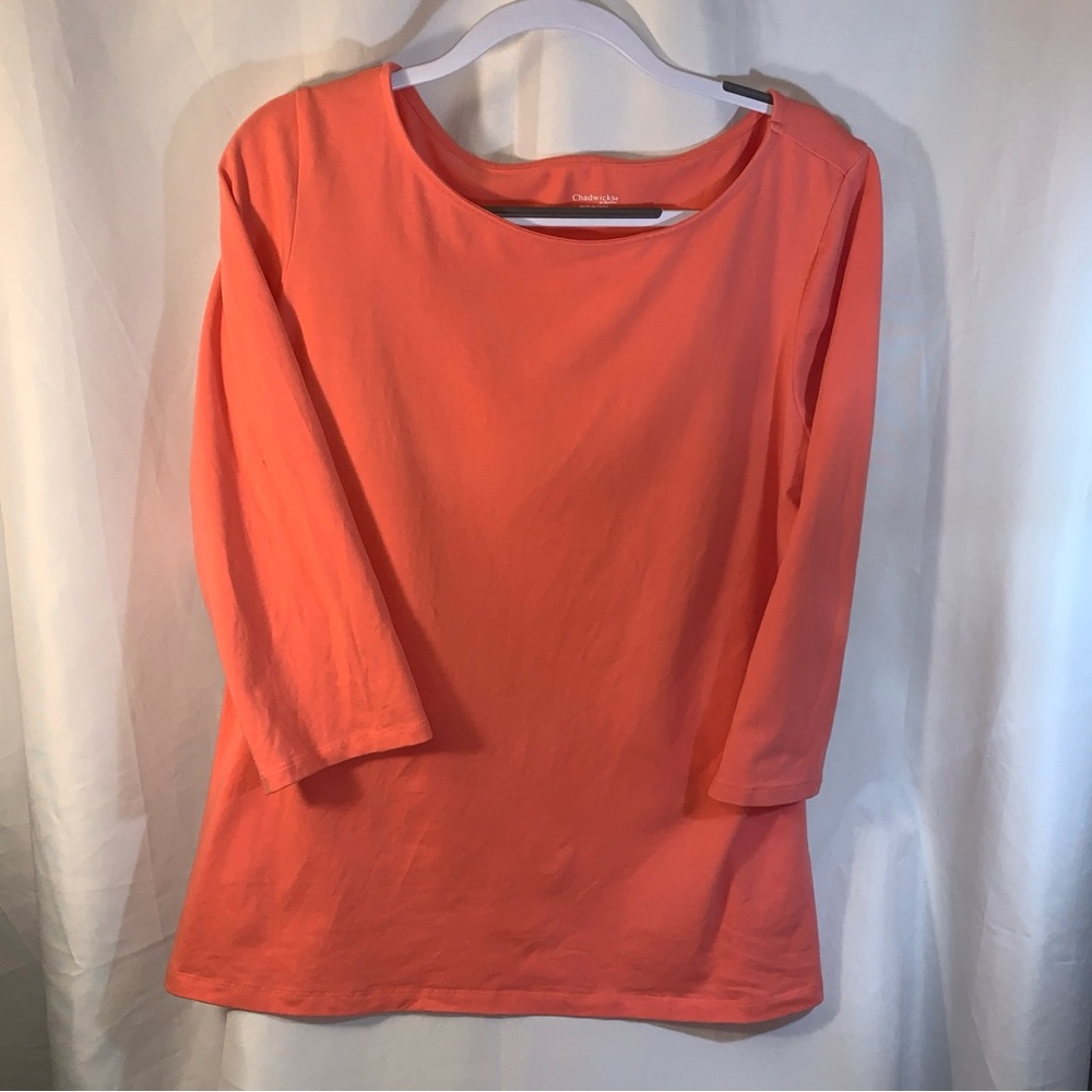 Coral Peach Chadwick’s Women's XL Pullover 3/4 Sleeve Top Cotton Spandex Blend
